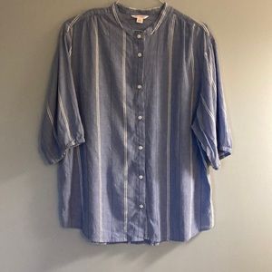 Joe, fresh blue with white stripes blouse